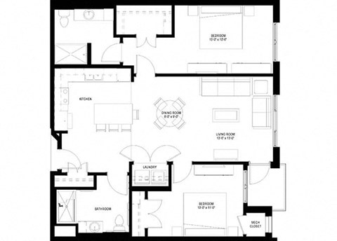 River North_2 Bedroom Floor Plan